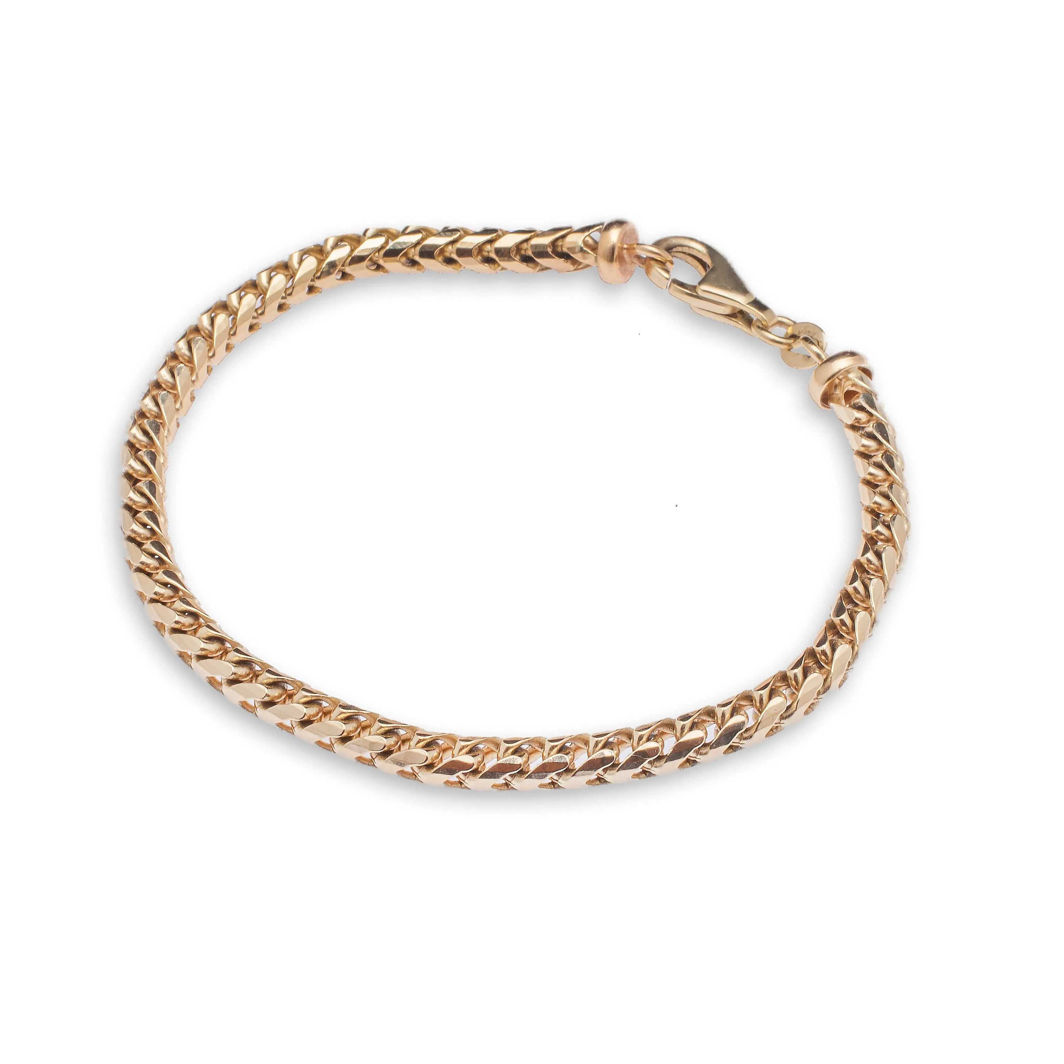 14K Gold Large Franco Diamond Cut Chain Bracelet 3mm