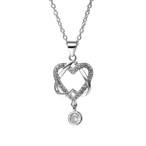 18K White Gold Swarovski Crystal Heart Pendant Necklace