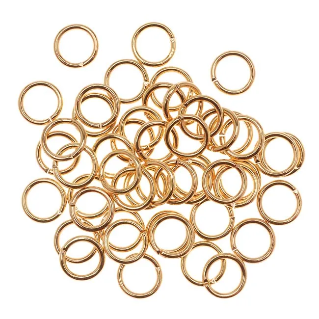 22K Gold Plated Open Jump Rings 7mm 18 Gauge (50 pcs)