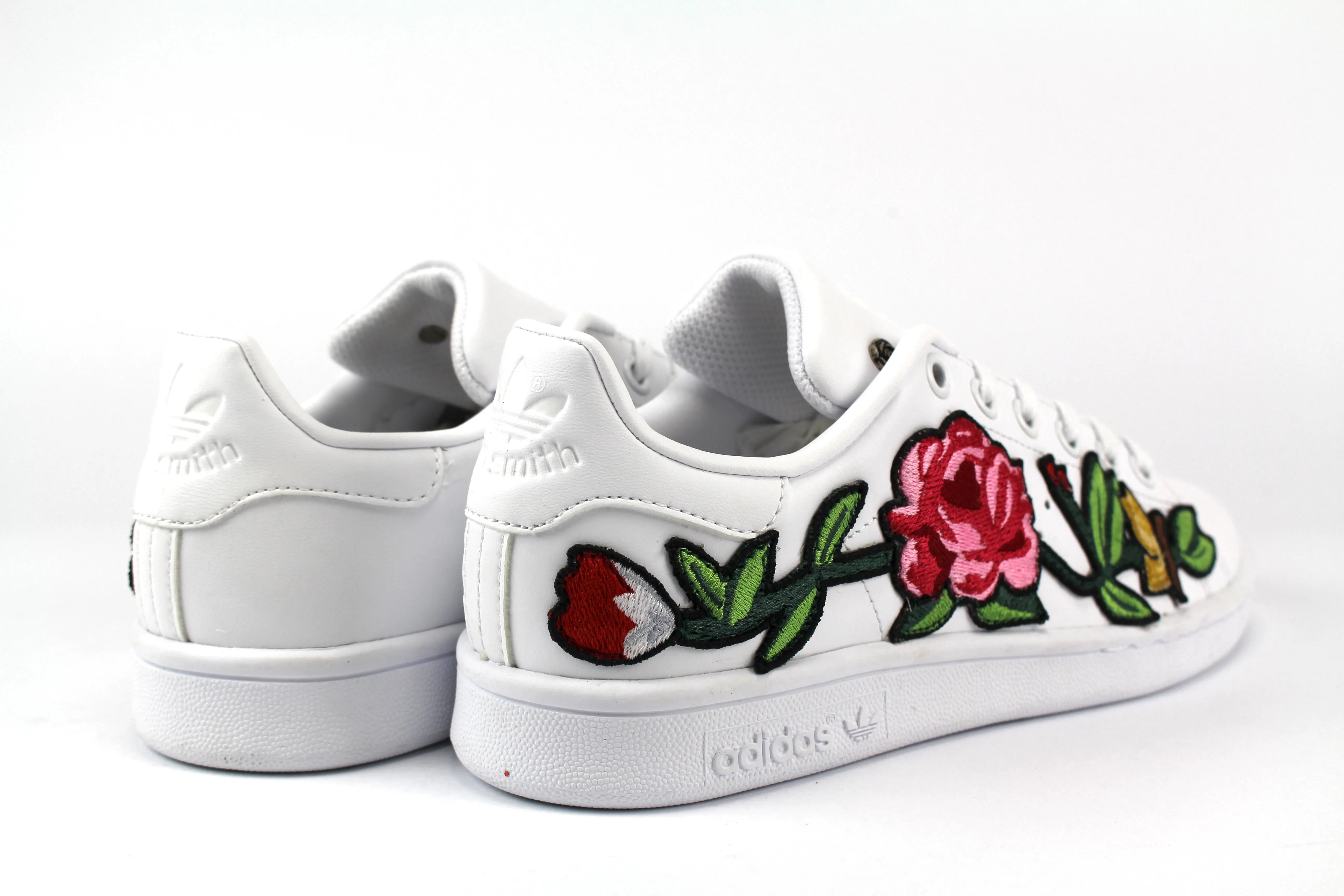 Adidas Stan Smith Total White & Ricamo Rosa