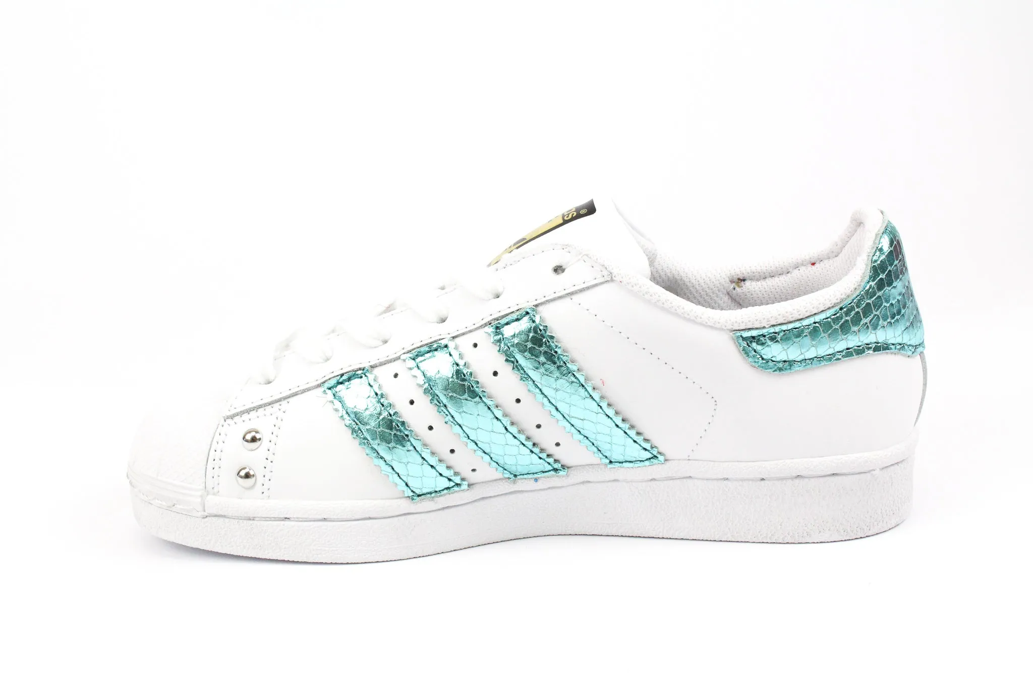 Adidas Superstar Pitone Laminato Azzurro Borchie & Strass