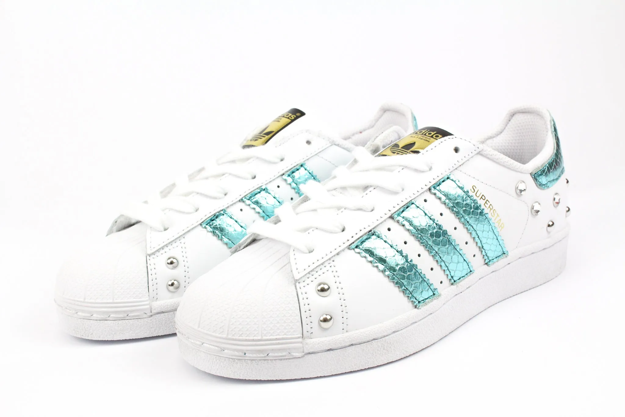 Adidas Superstar Pitone Laminato Azzurro Borchie & Strass