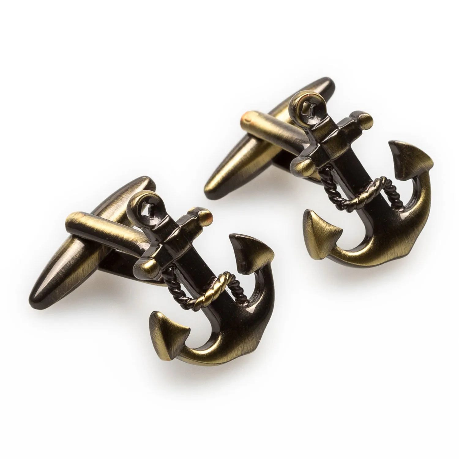 Antique Brass Anchor Rope Cufflinks