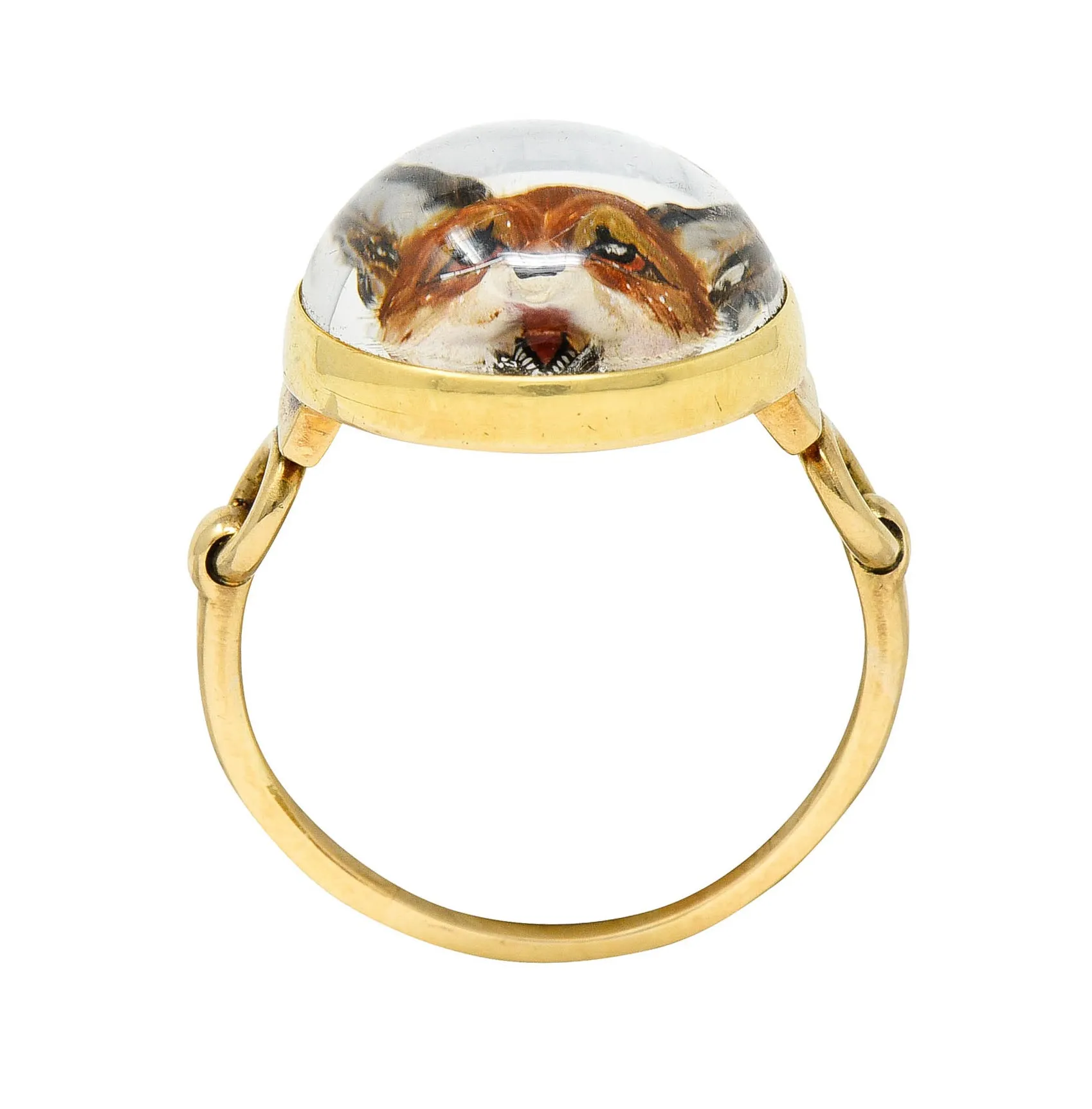 Antique Cartier Rock Crystal Quartz 14 Karat Gold Fox Essex Crystal Ring