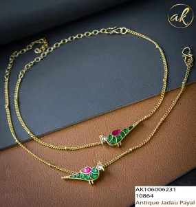 Anuragini , Antique Gold finish Jadau Payal / Anklets for Women -SAY001PW