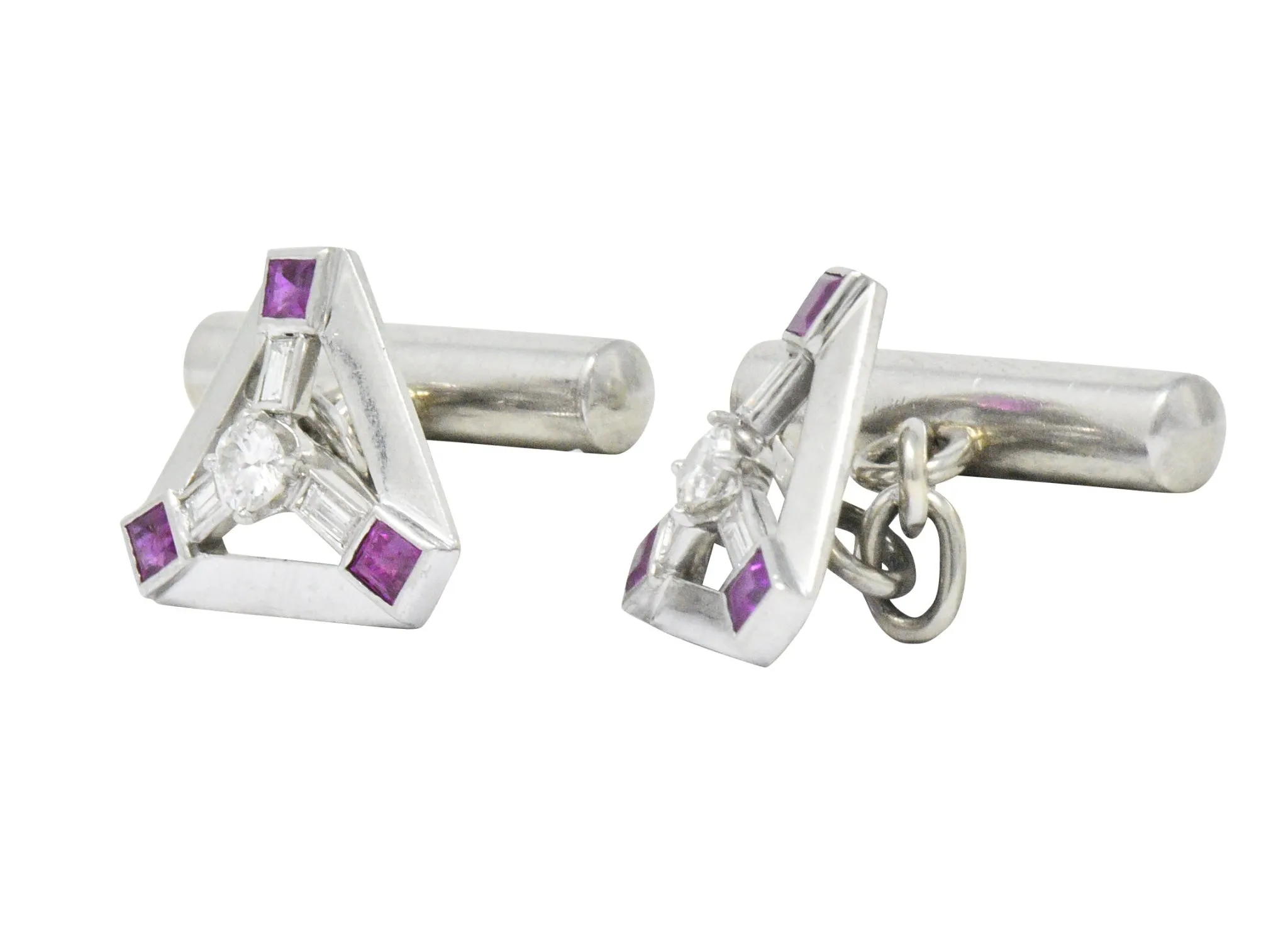 Art Deco 2.08 CTW Diamond Ruby Platinum Cufflinks