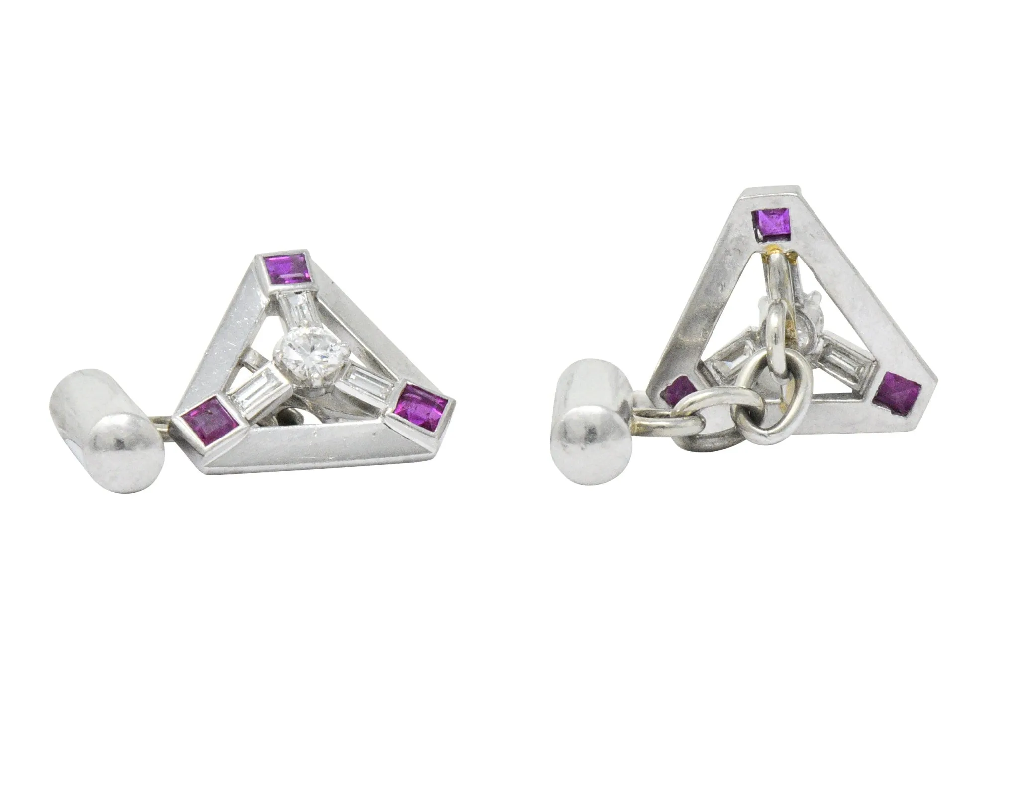 Art Deco 2.08 CTW Diamond Ruby Platinum Cufflinks