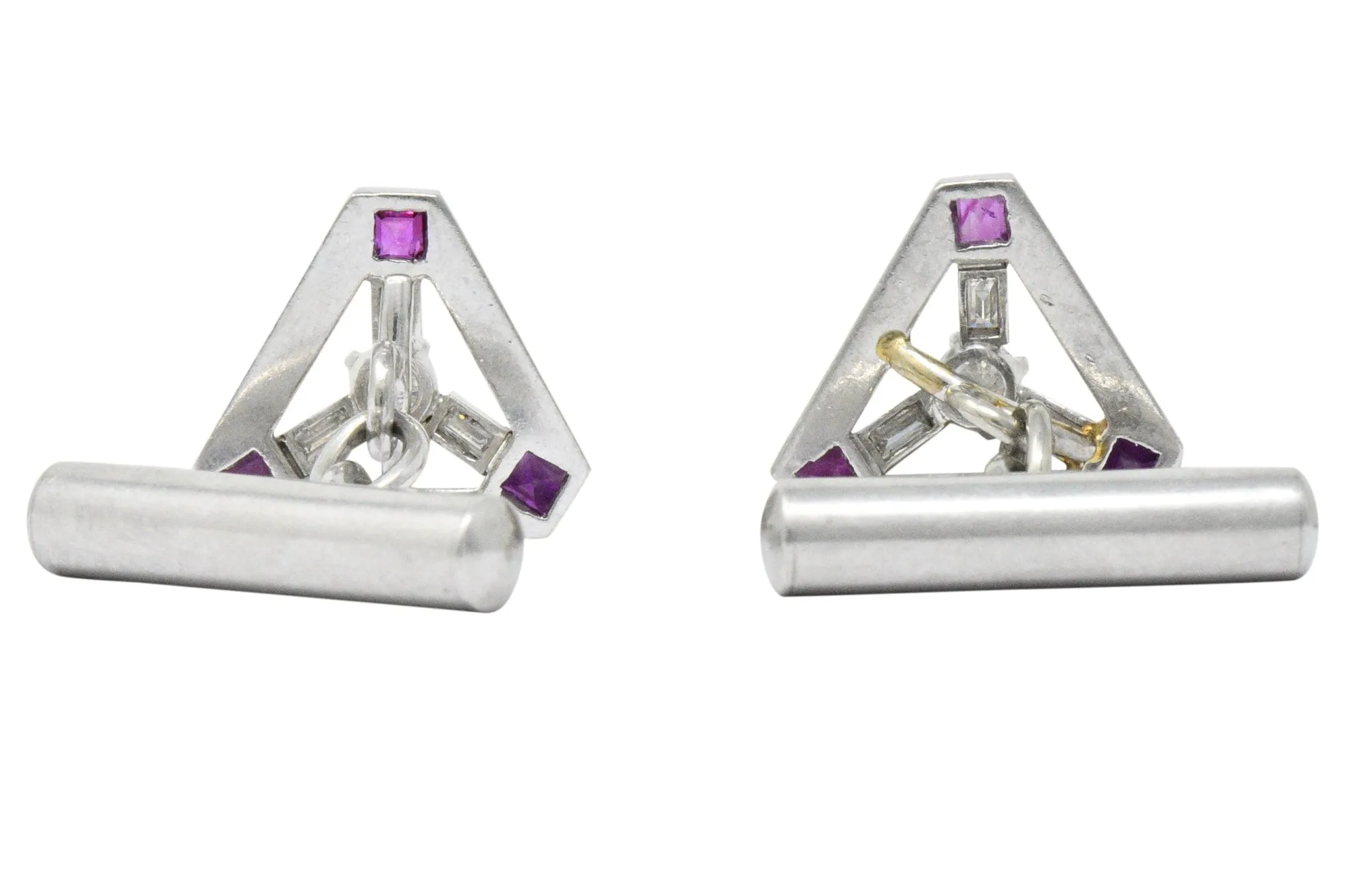 Art Deco 2.08 CTW Diamond Ruby Platinum Cufflinks