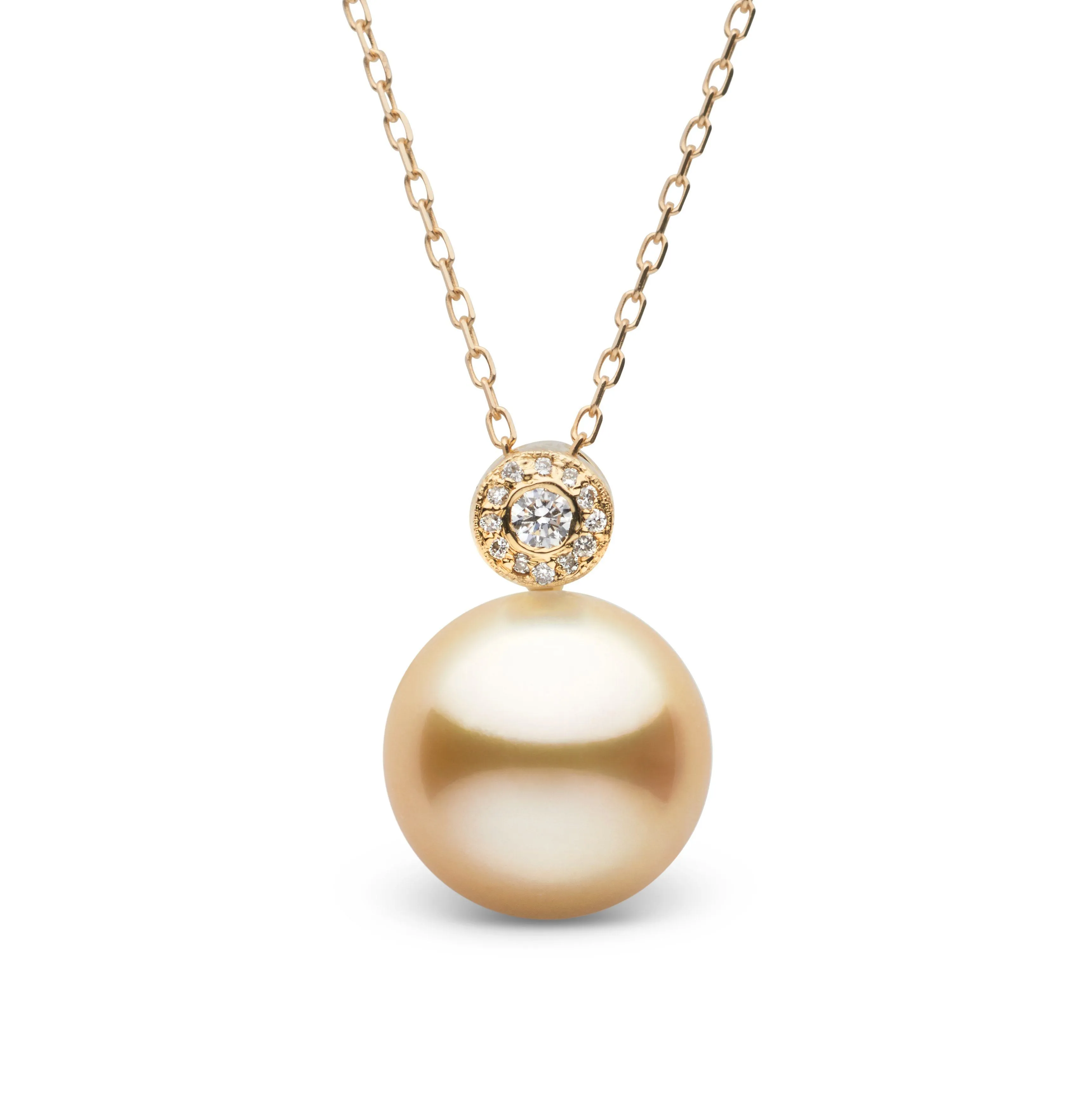 Aura Collection Golden 11.0-12.0 mm South Sea Pearl and Diamond Pendant