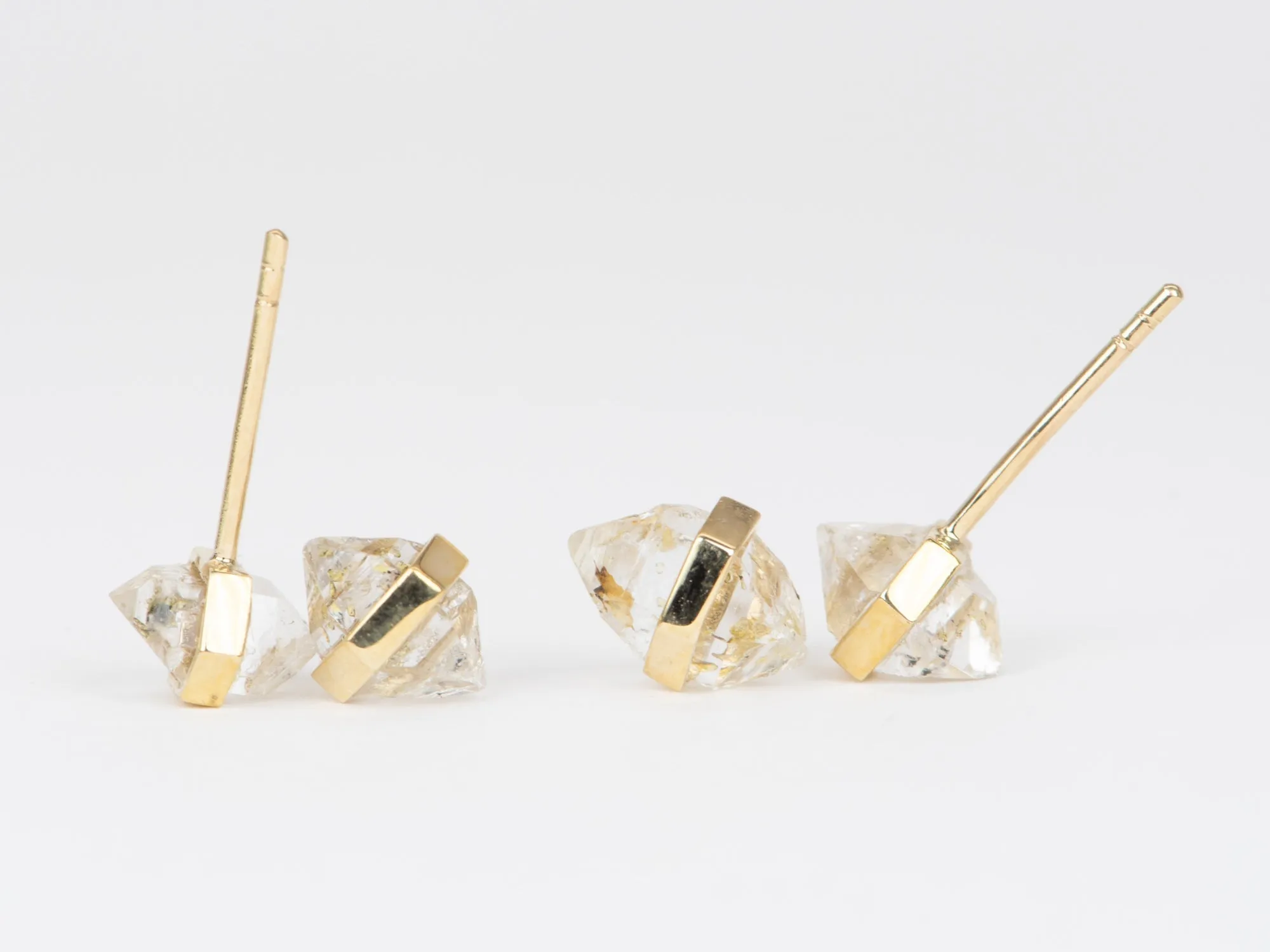 Bar Set Golden Petroleum Quartz Earrings 9K Gold R3121