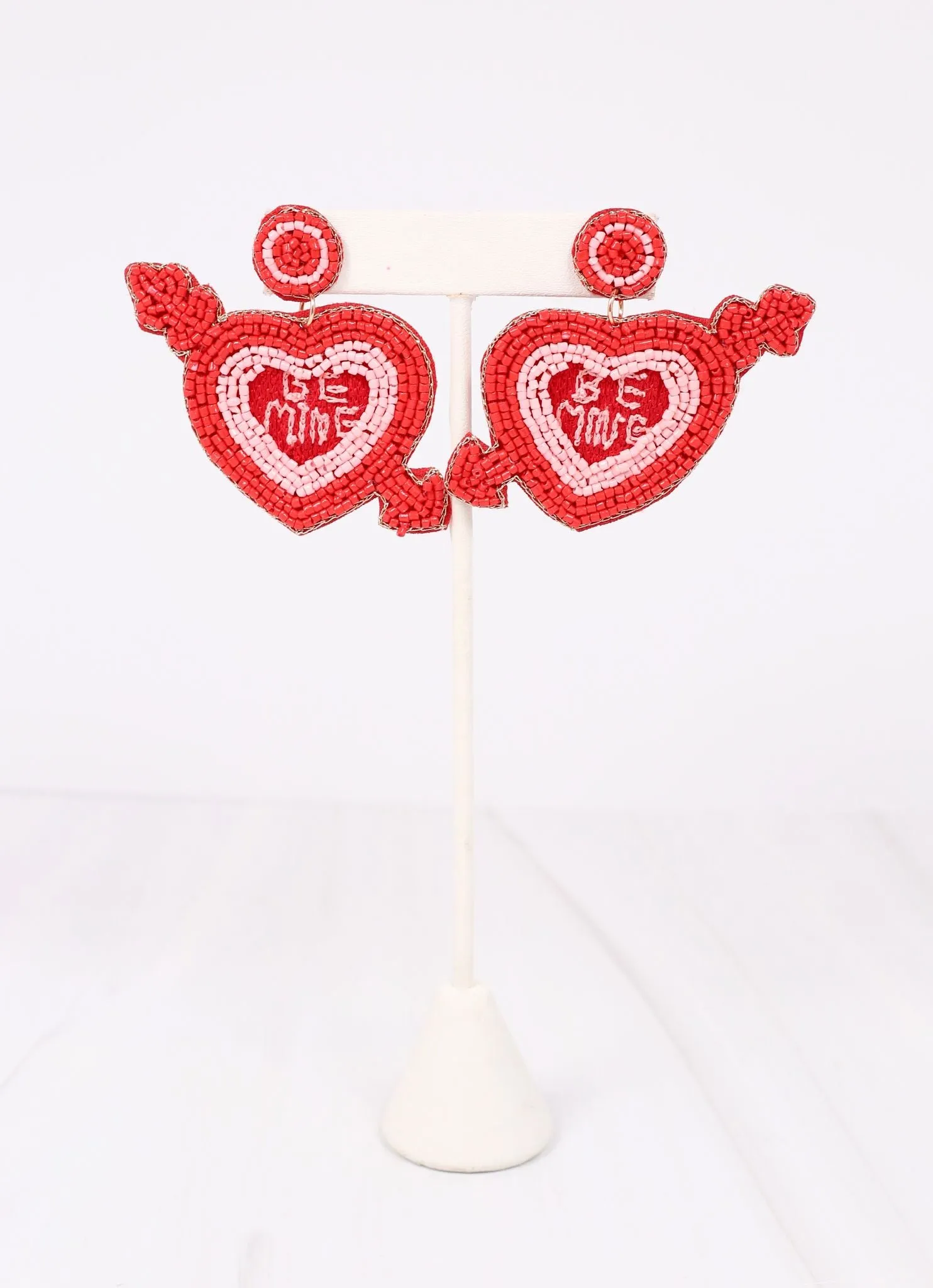 Be Mine Arrow Heart Earring RED