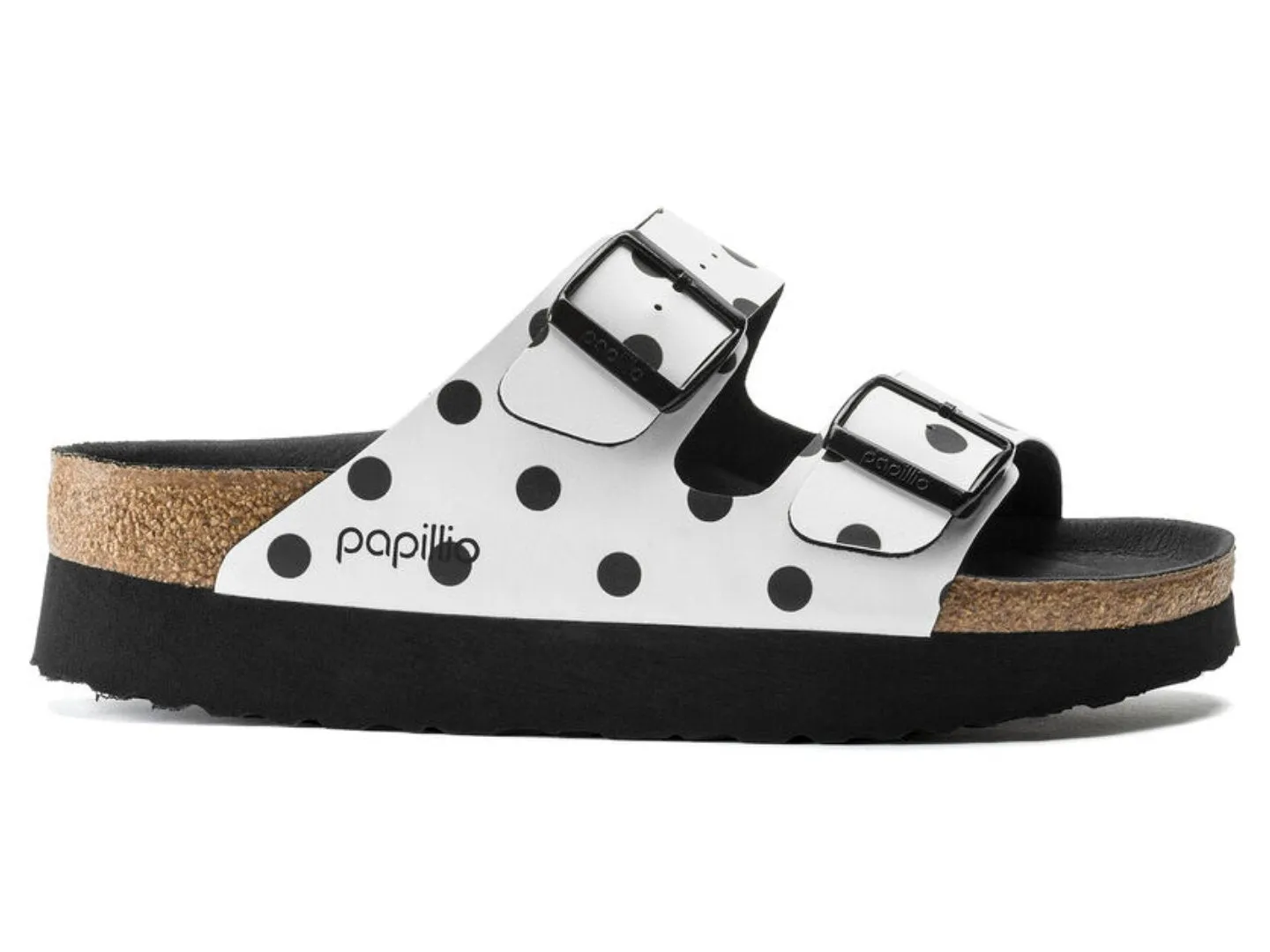 Birkenstock: Arizona Platform White-Black Dots