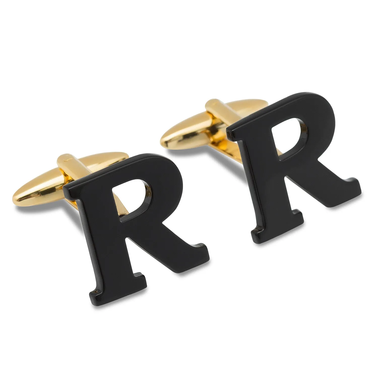 Black And Gold Letter R Cufflinks