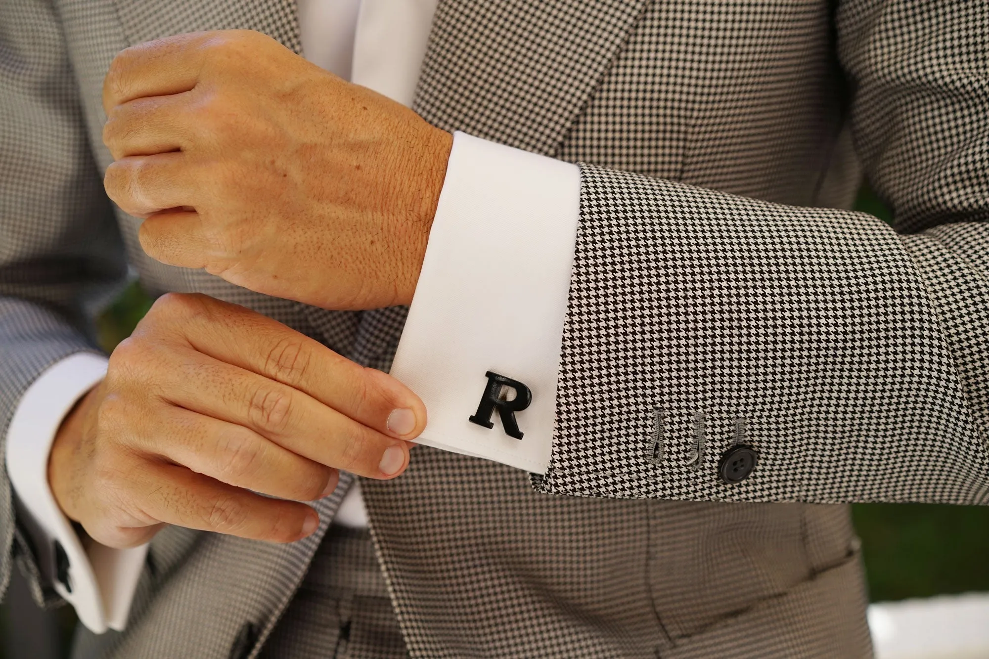 Black And Gold Letter R Cufflinks