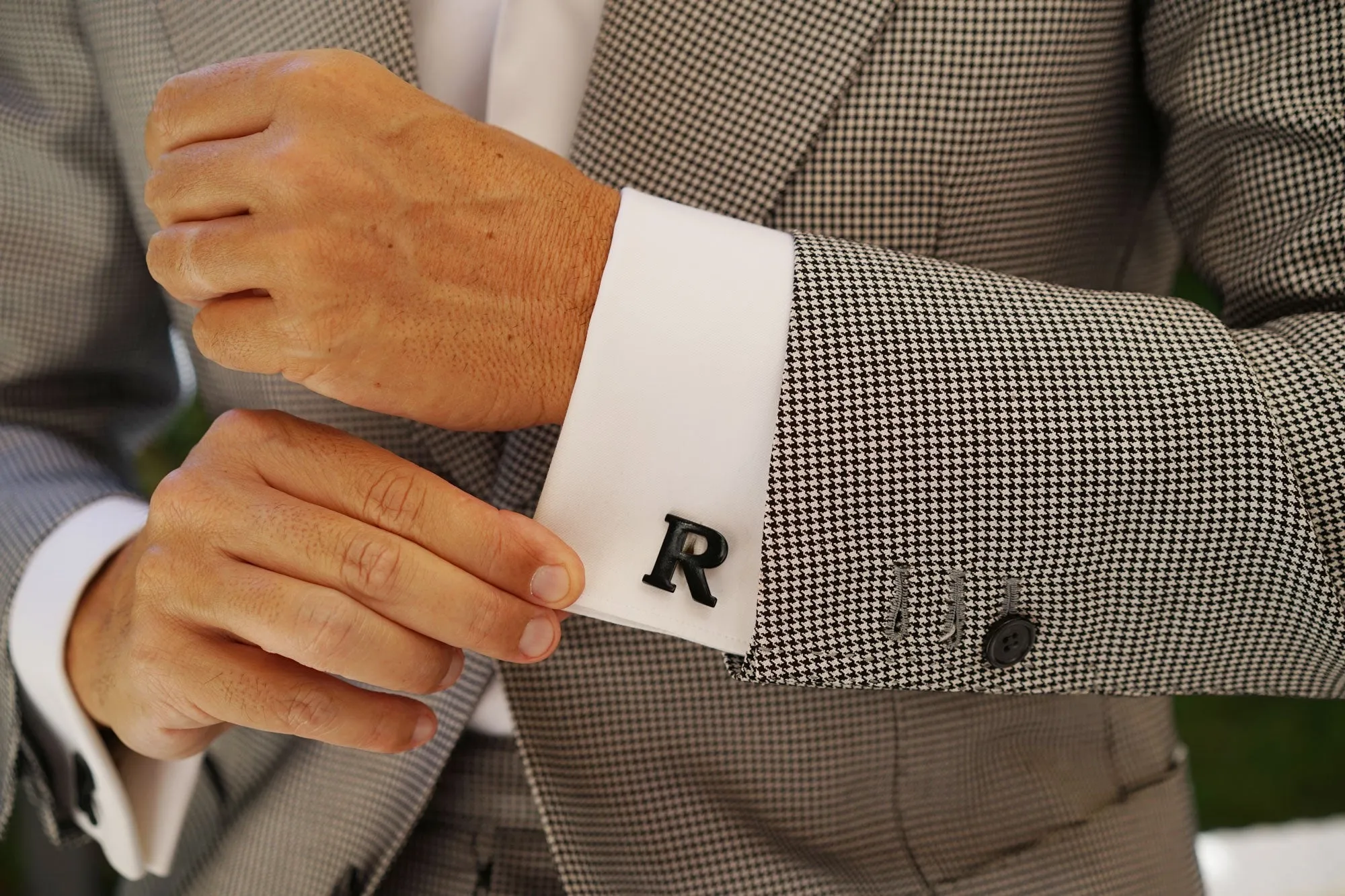 Black And Gold Letter R Cufflinks