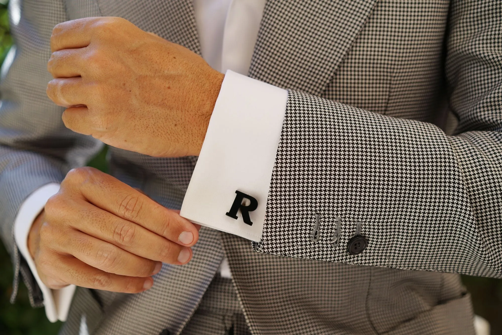 Black And Gold Letter R Cufflinks