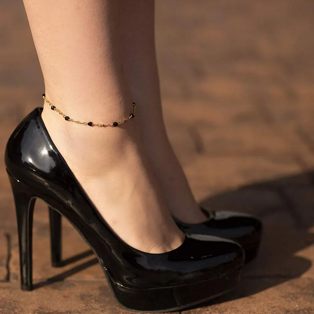 Black Stones Anklet