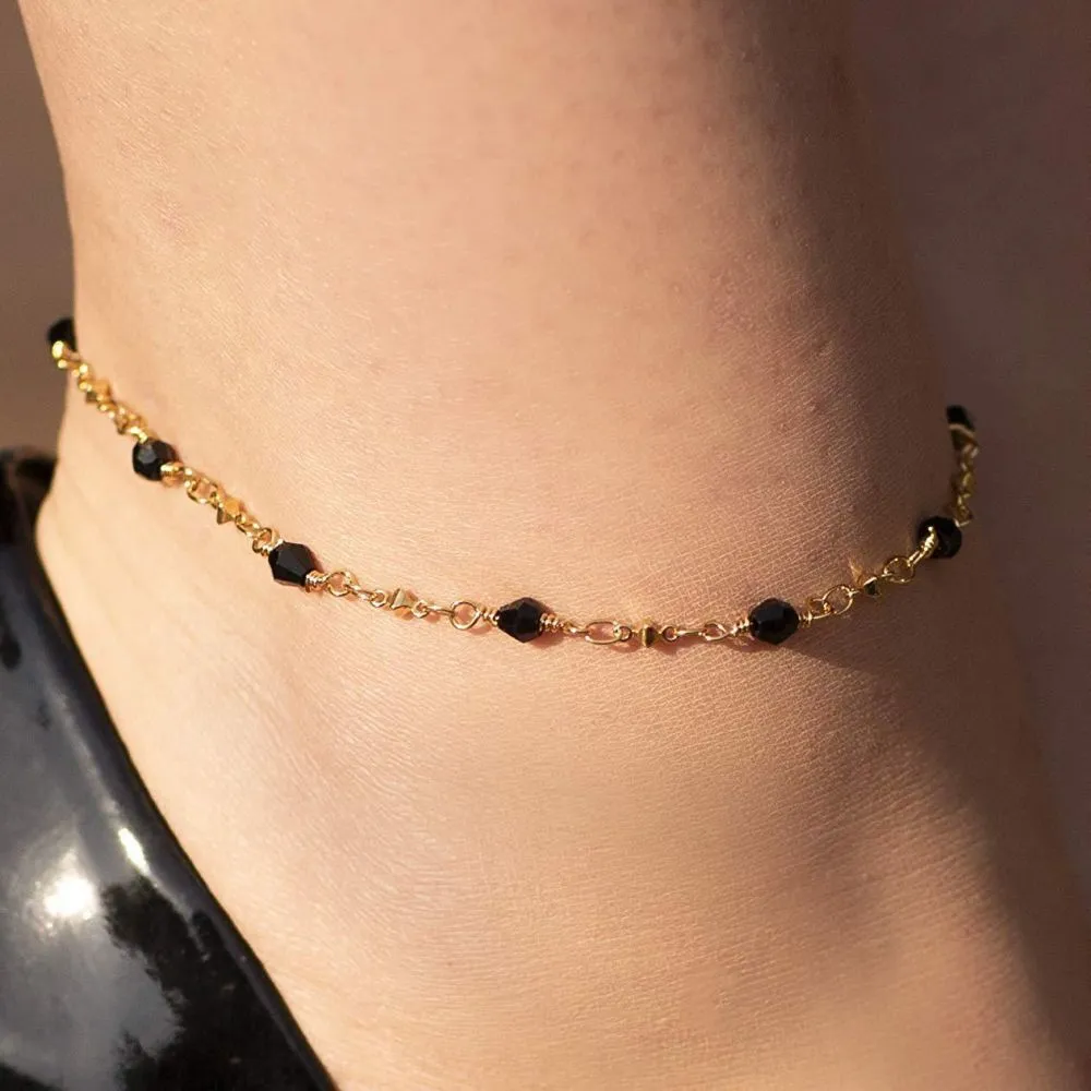 Black Stones Anklet