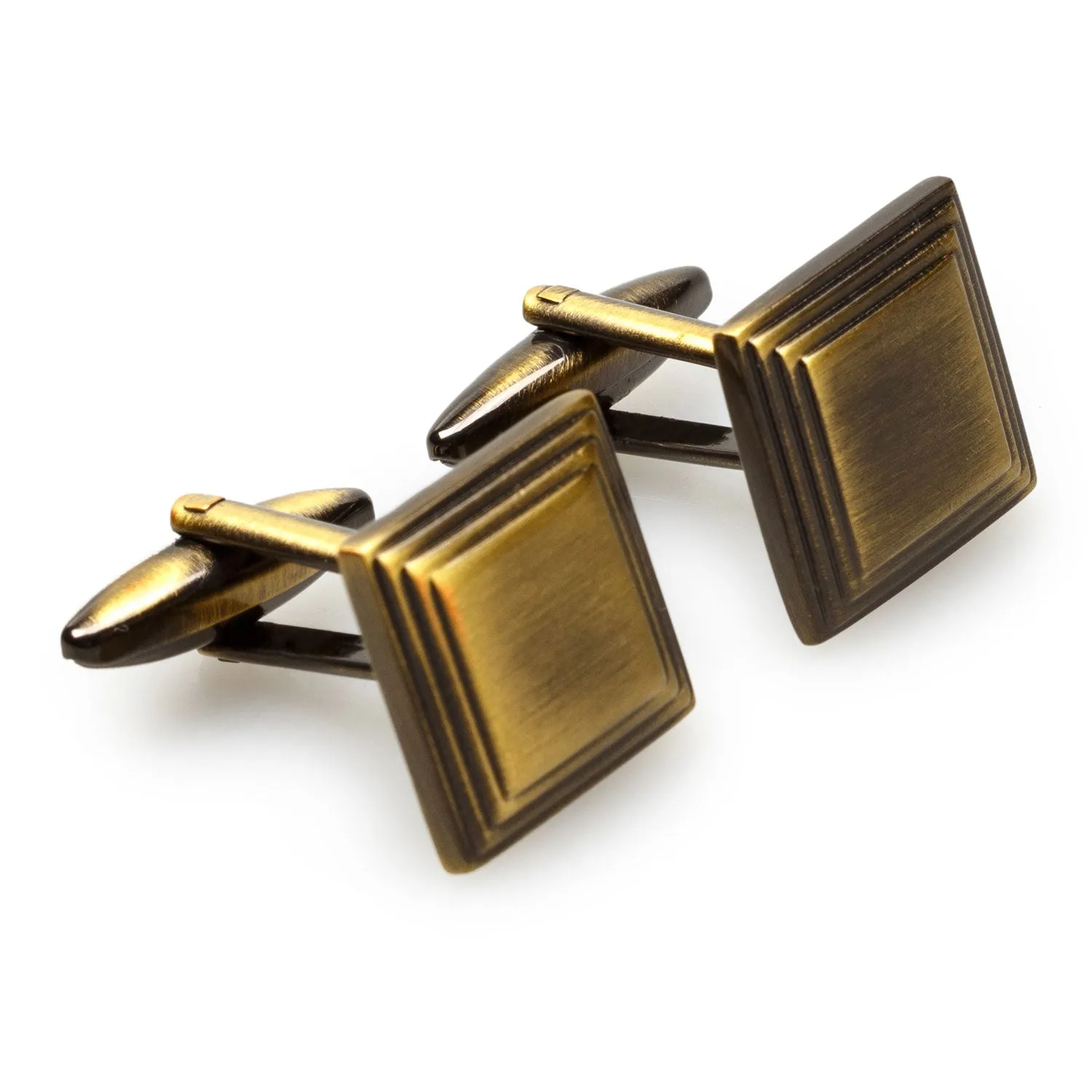 Carter Antique Brass Square Cufflinks