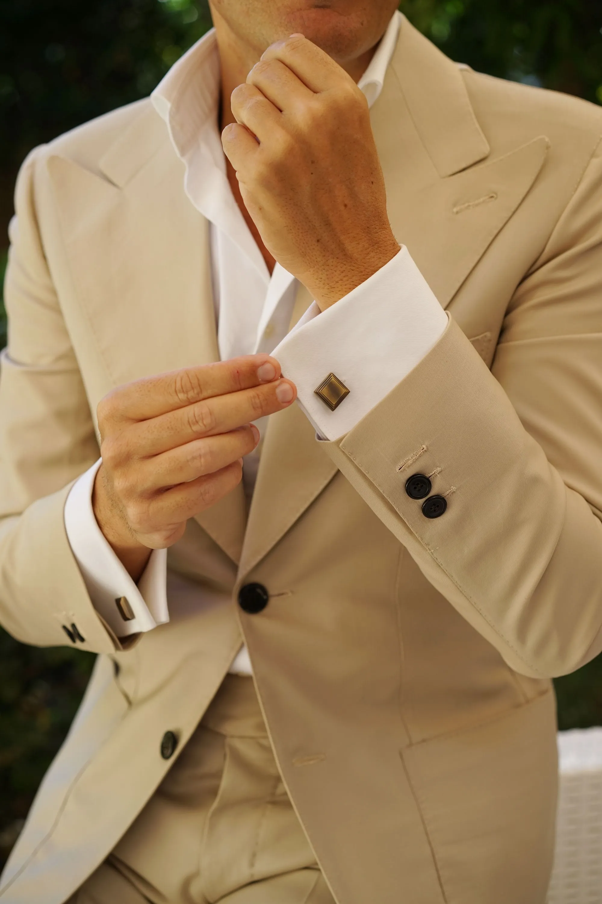 Carter Antique Brass Square Cufflinks