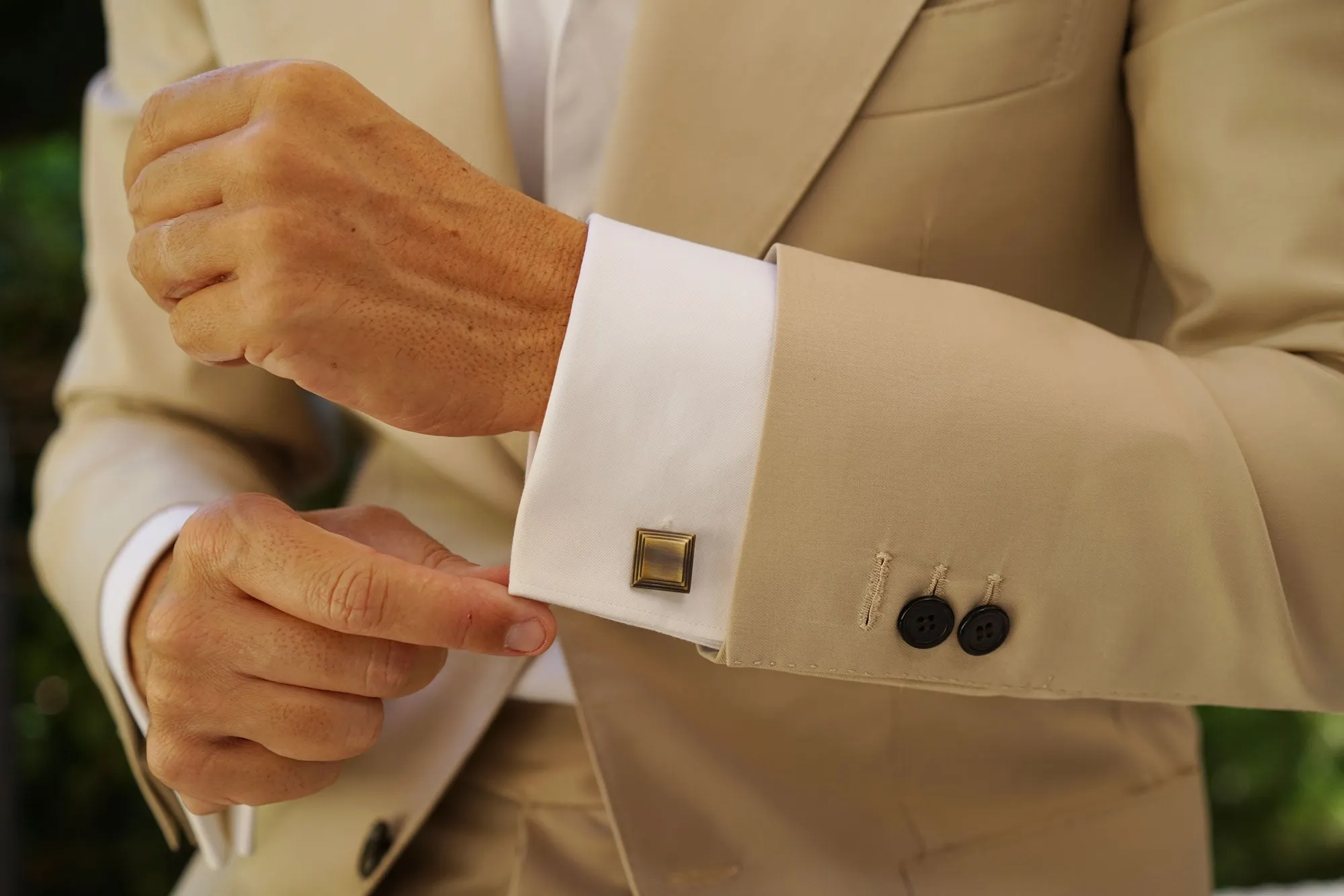 Carter Antique Brass Square Cufflinks