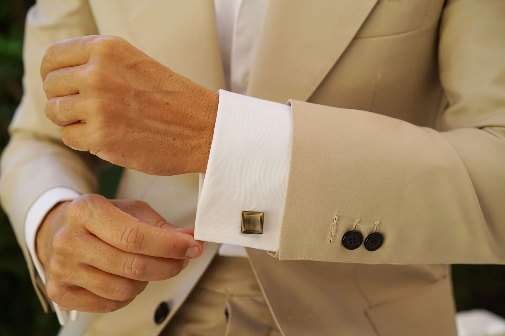 Carter Antique Brass Square Cufflinks