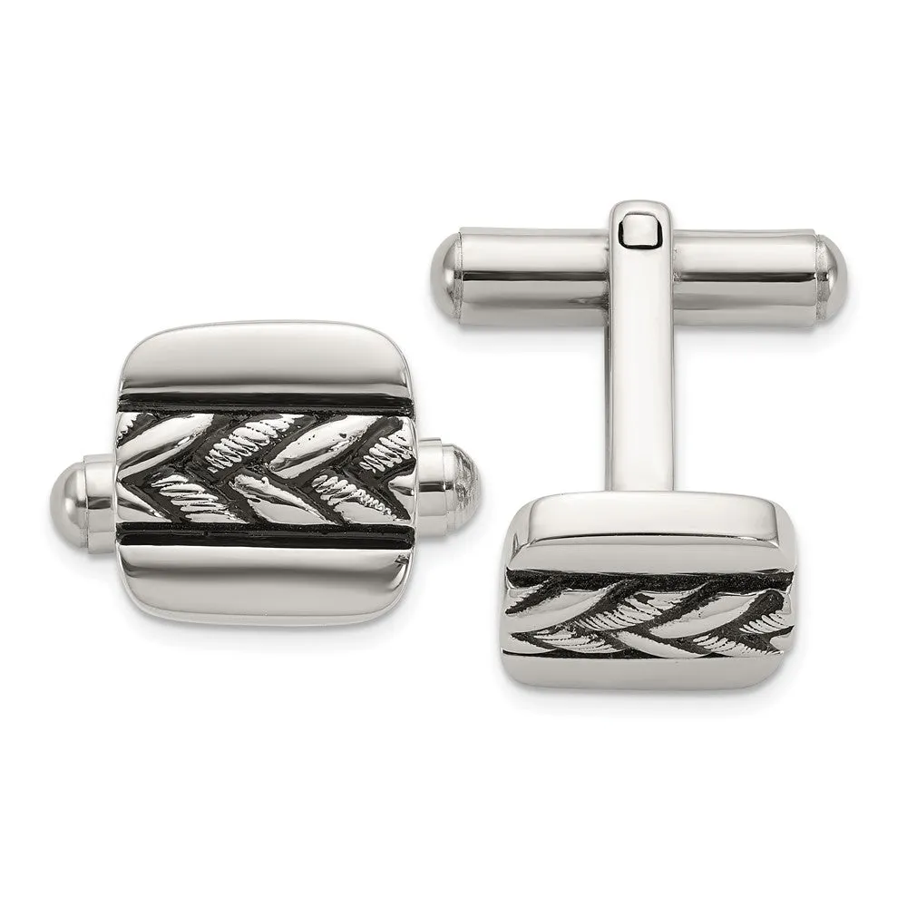 Chisel Stainless Steel Antiqued and Polished Cuff Links