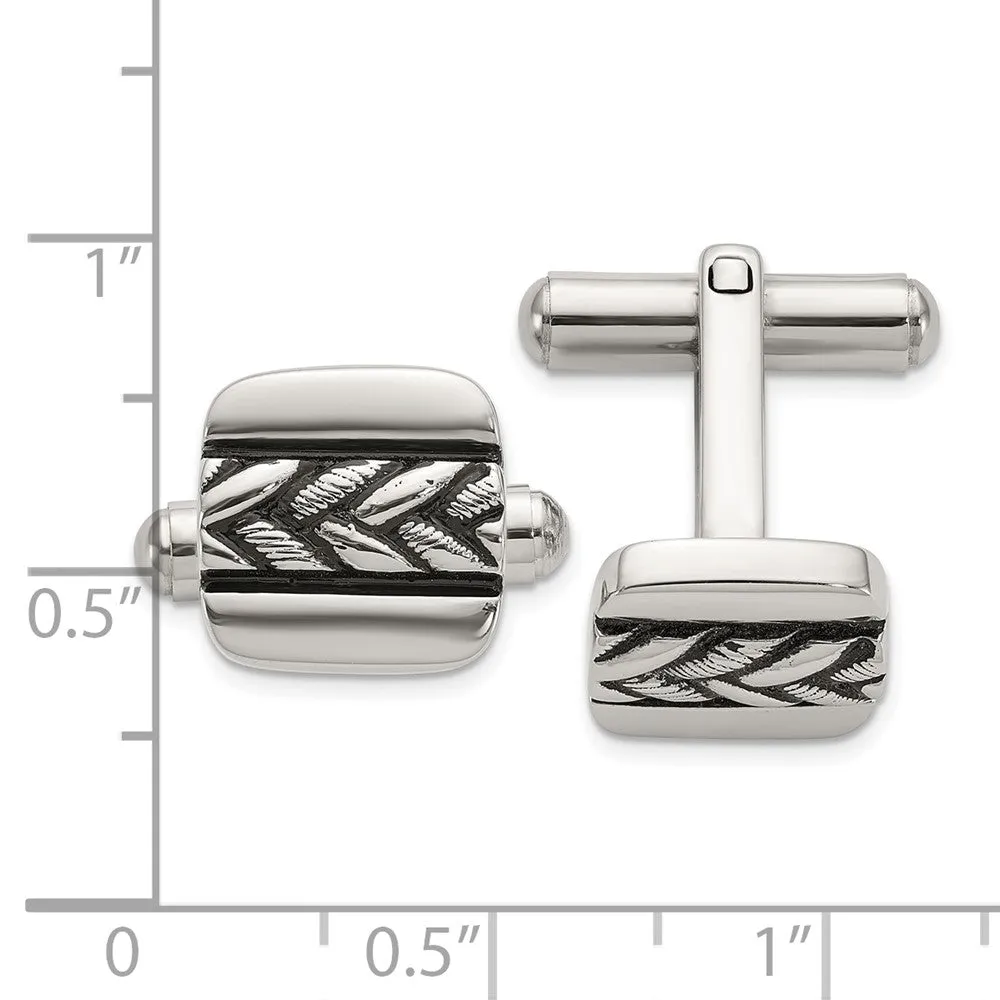 Chisel Stainless Steel Antiqued and Polished Cuff Links