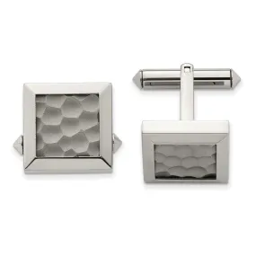 Chisel Titanium Polished and Hammered Cuff Links