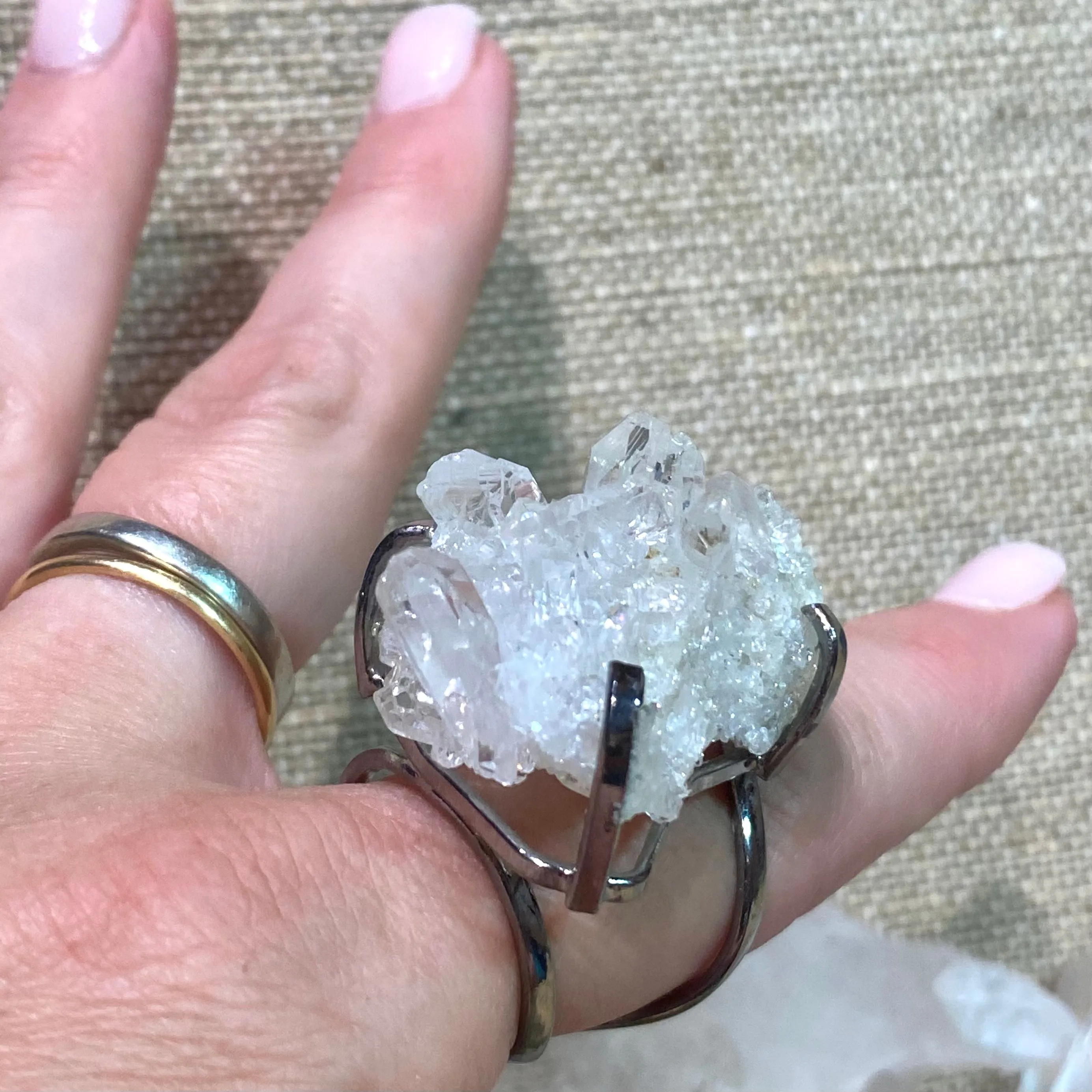 Clear Quartz Cluster Ring #23