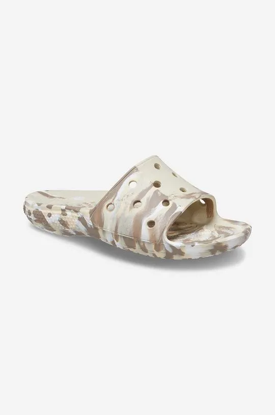 Crocs sliders Classic Marbled 206879 beige color