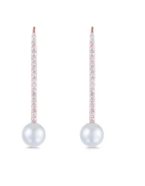 Diamond Pearl Stick Earrings