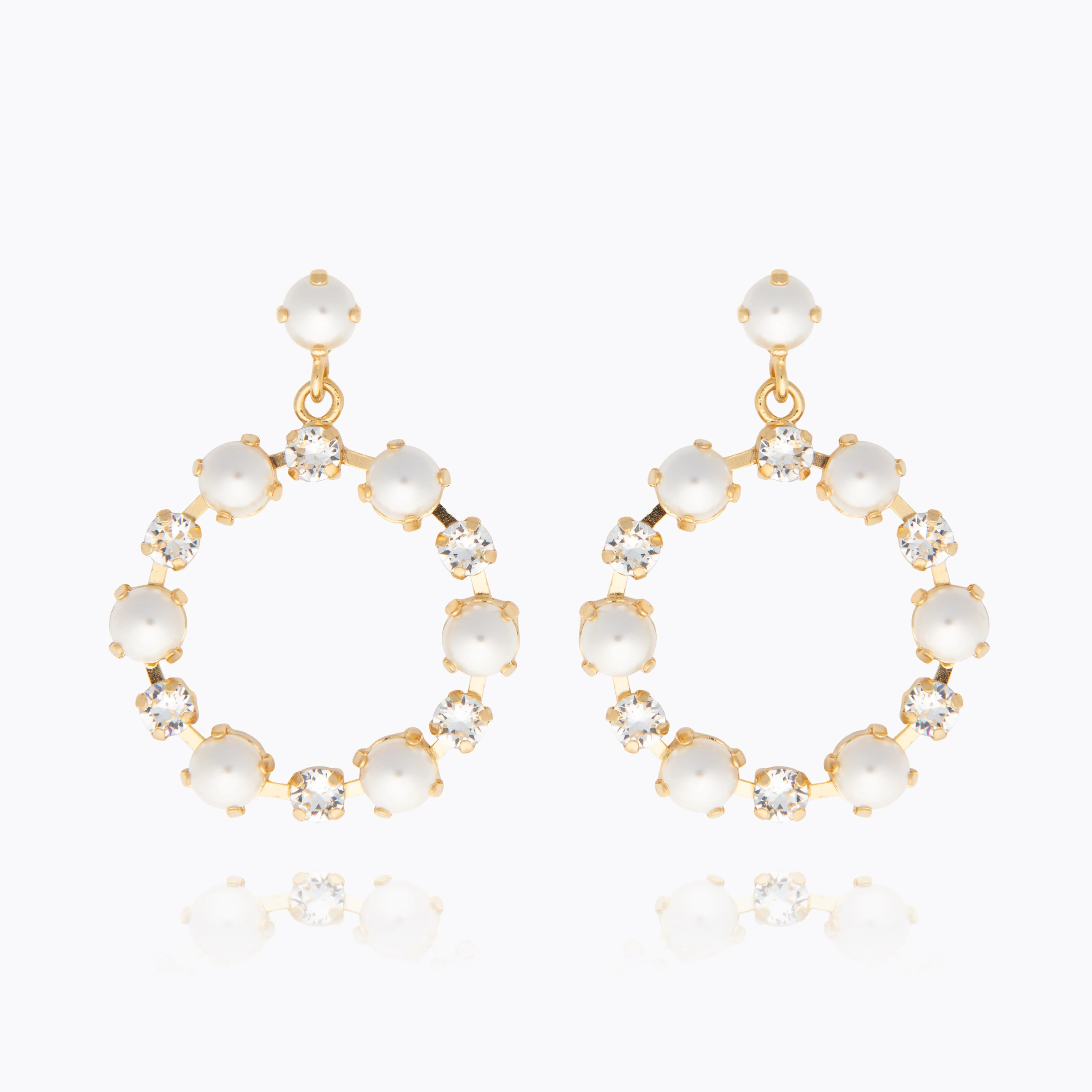 Eternity Pearl Earrings / Pearl + Crystal