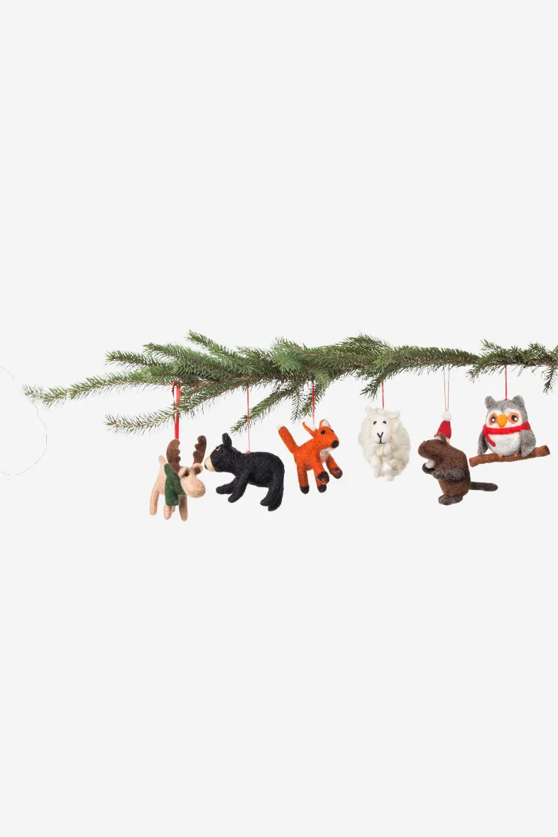 Felt Wool Ornaments - North American Animals