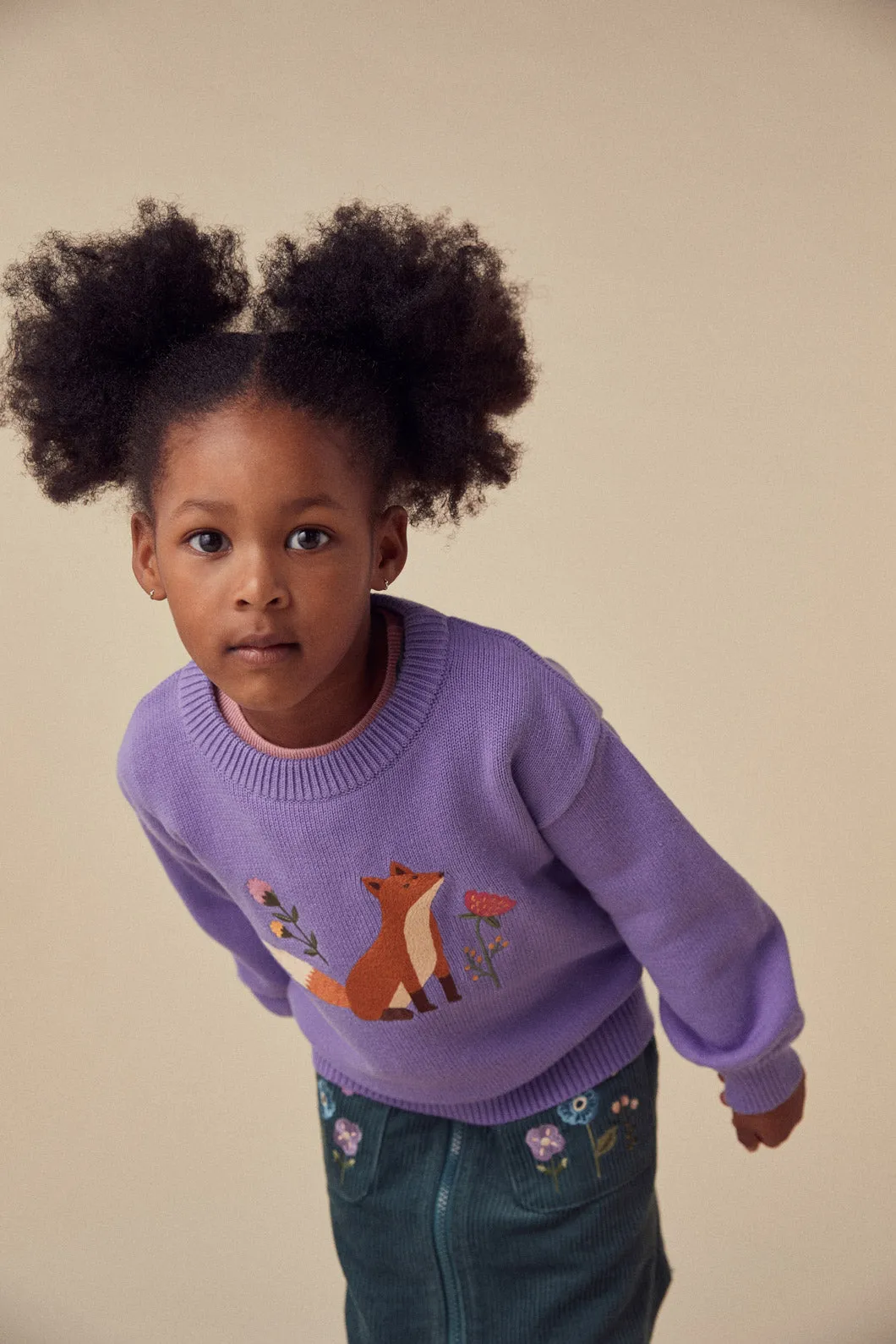 Fox Emb Kids Knit