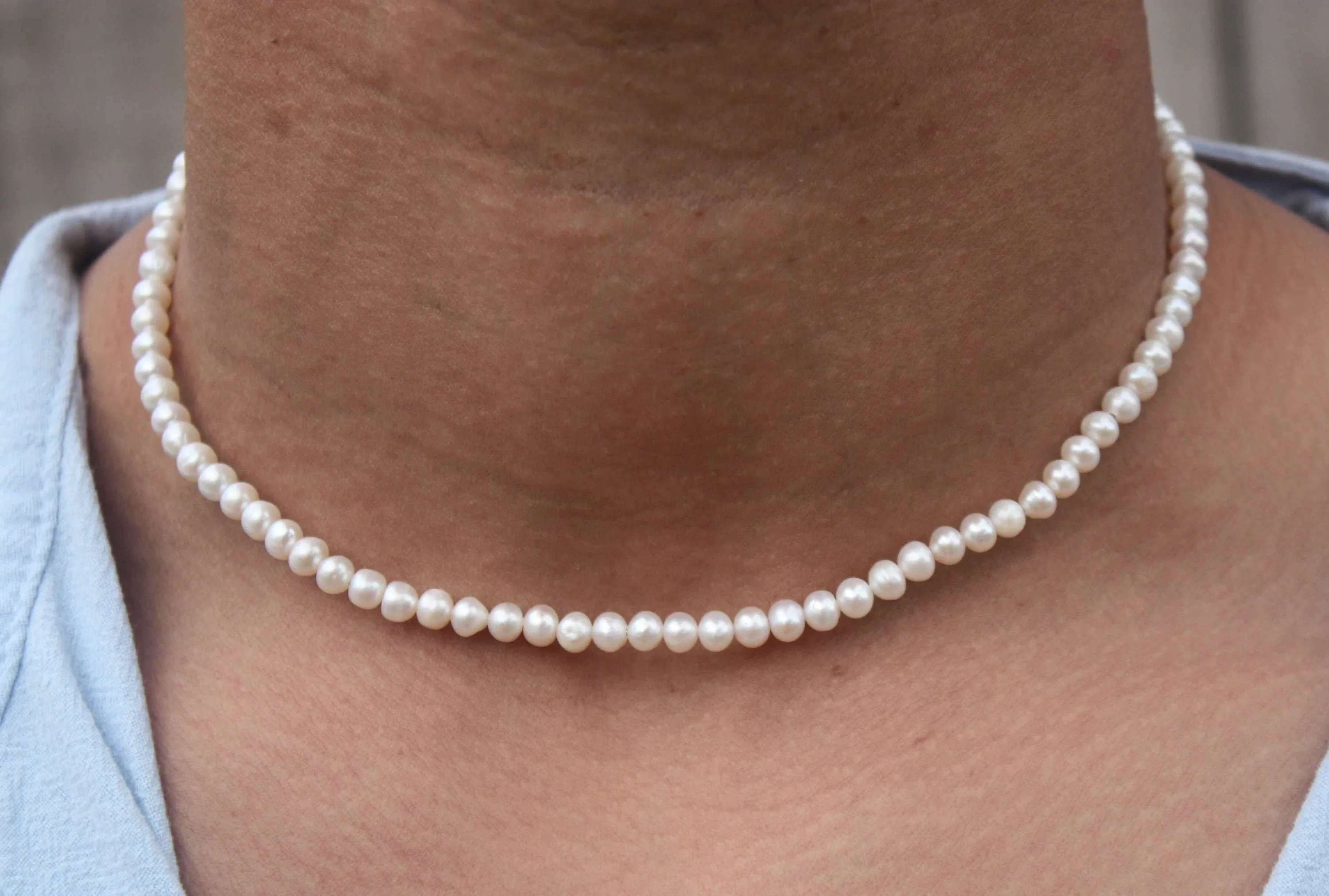 Freshwater Pearl Necklace for Men/Women, 6mm Natural Pearl Neckless, Easy Off Magnetic Clasp, Gift for Her, Gift for Him