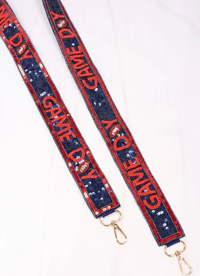 Game Day Sequin Strap NAVY RED