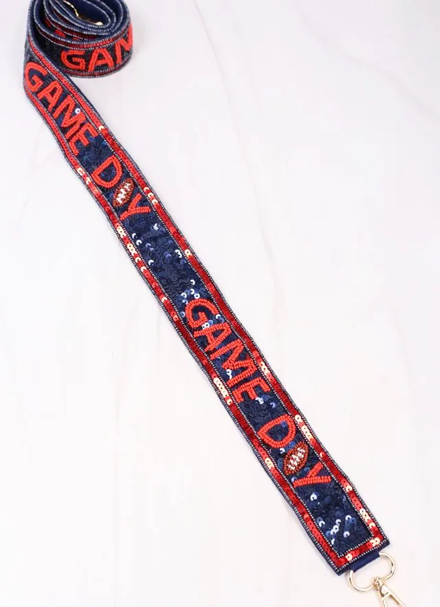 Game Day Sequin Strap NAVY RED