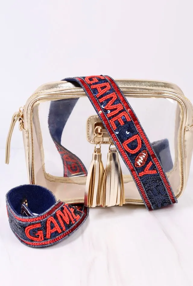 Game Day Sequin Strap NAVY RED