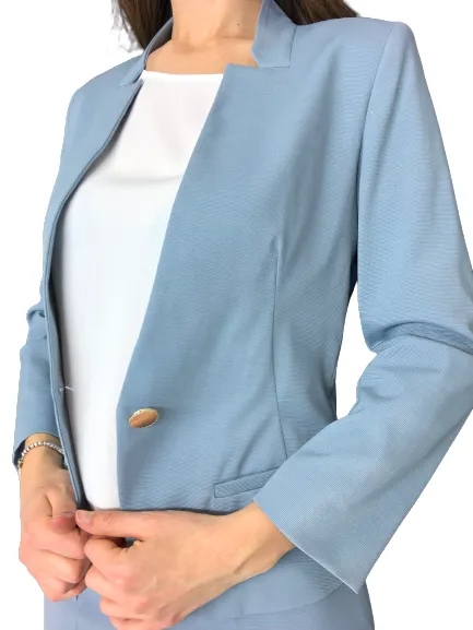 GIACCA DONNA MONOPETTO AZZURRA