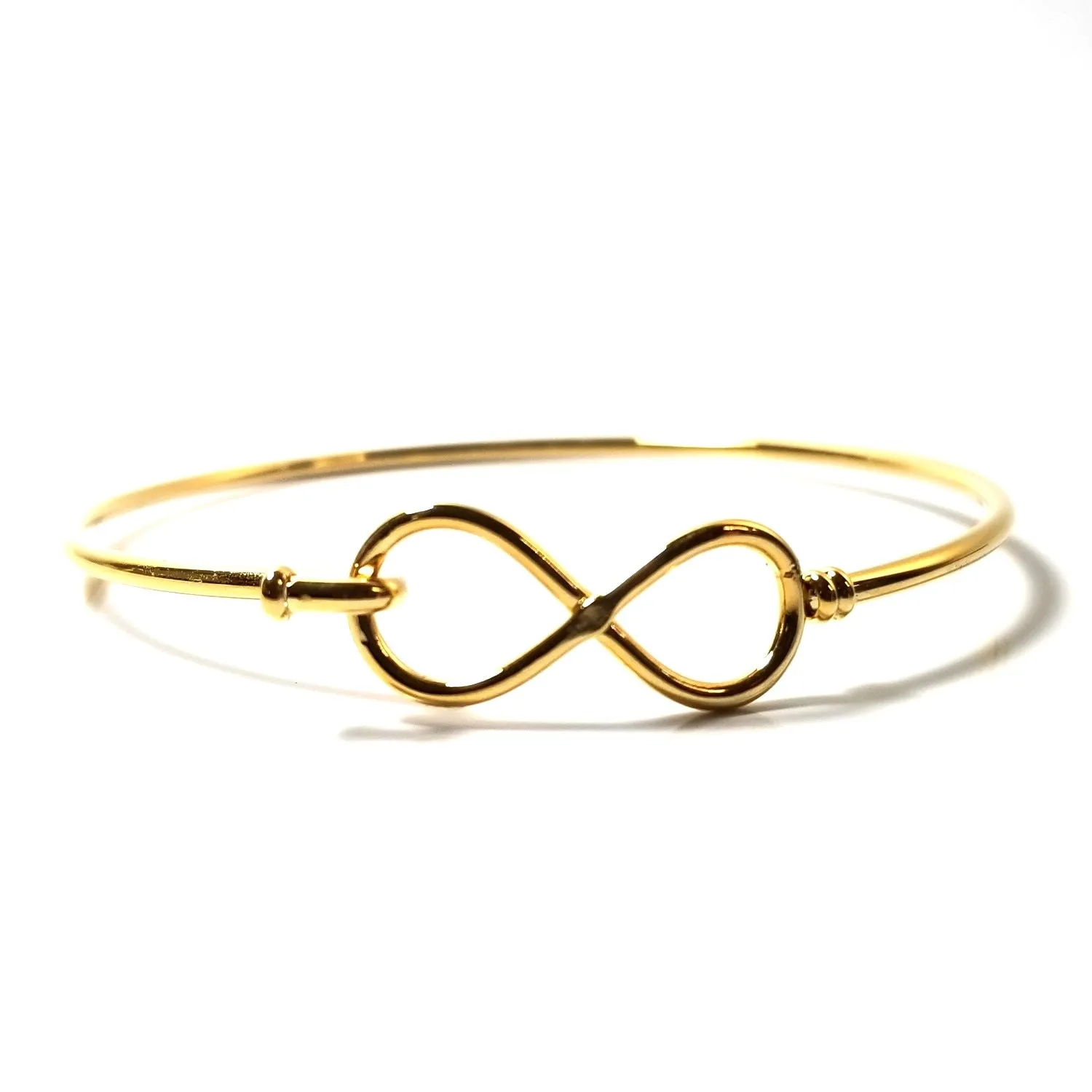 Gold Infinity Bangle Bracelet, Stainless Steel, Charm Jewelry Finding, 60mm diameter, 2mm thick approx, Lot Size 10 Pieces, #180