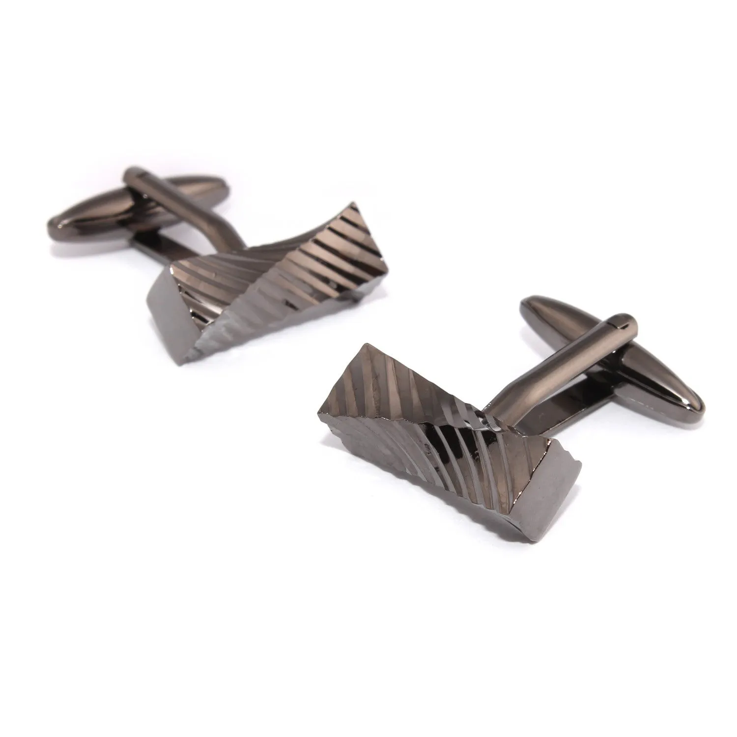 Gunmetal Rectangular Cylinder Twist Cufflinks