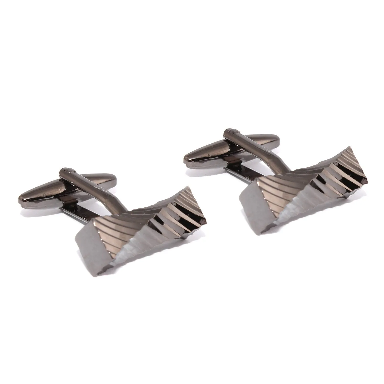 Gunmetal Rectangular Cylinder Twist Cufflinks