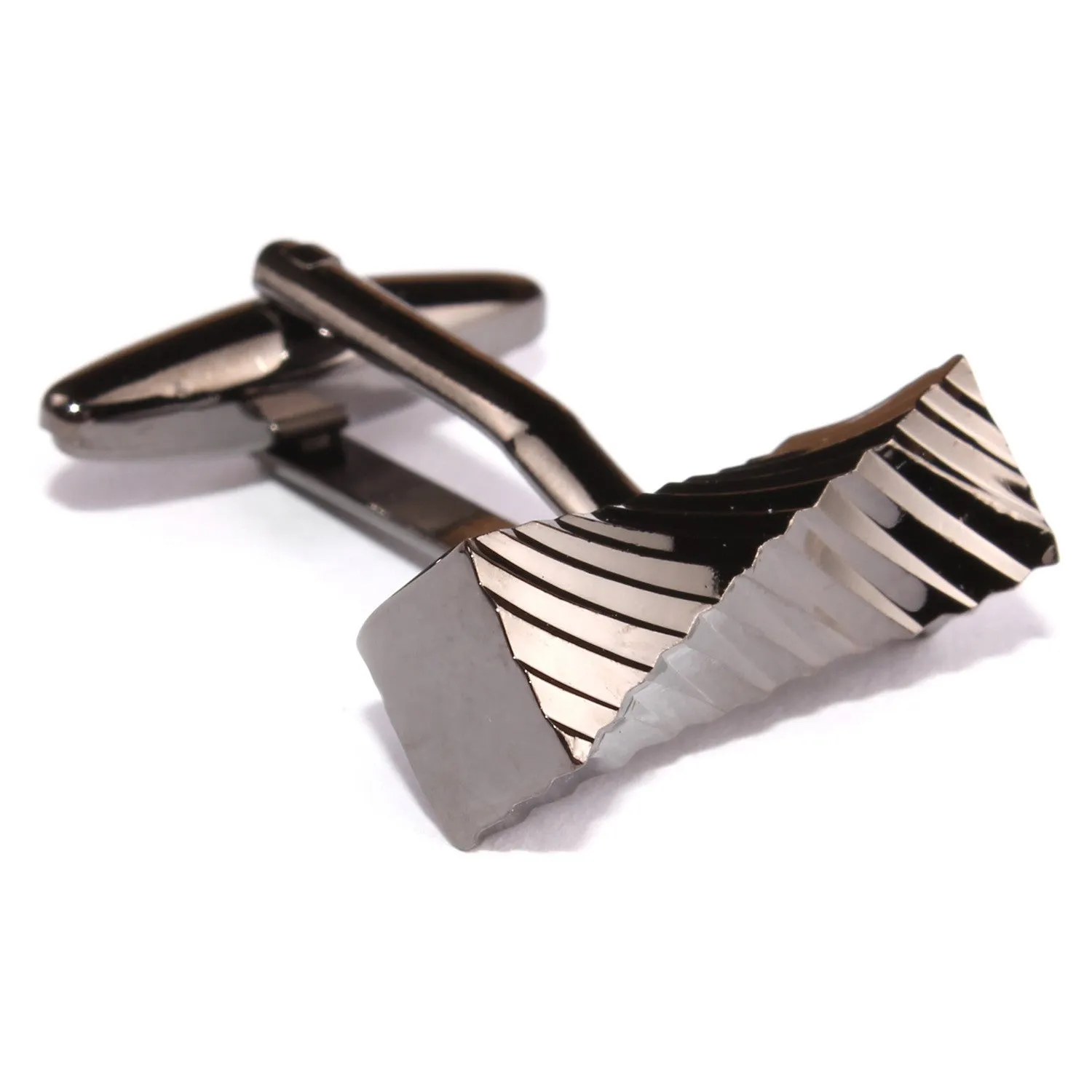 Gunmetal Rectangular Cylinder Twist Cufflinks