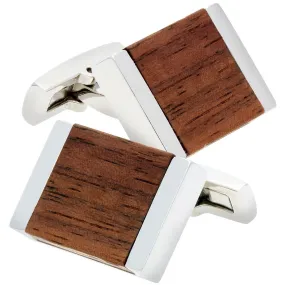 IBGoodman Stainless Steel Walnut Wood Cuff Links