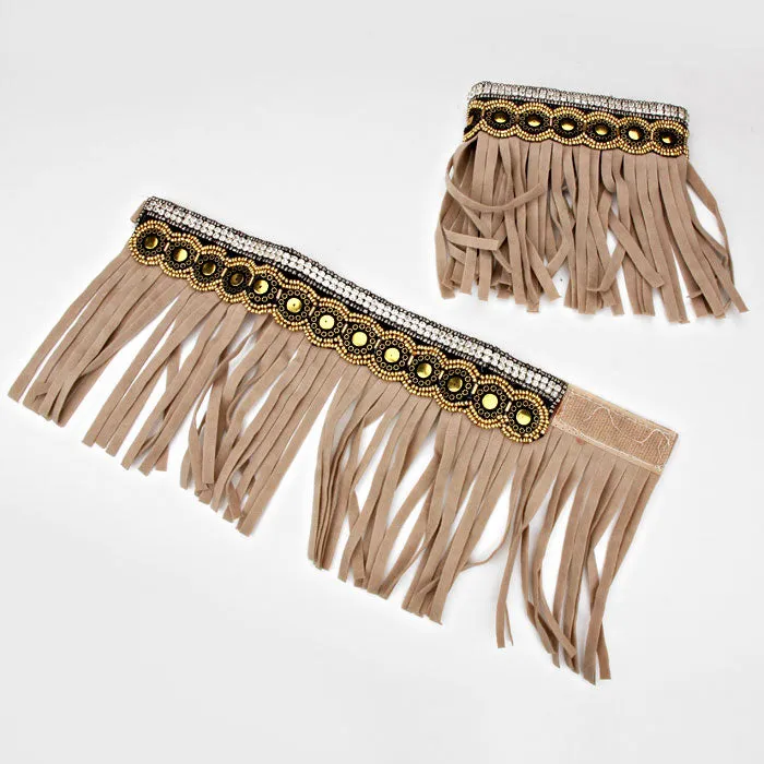 iLLASPARKZ 1-Pair Suede Fringe Anklets