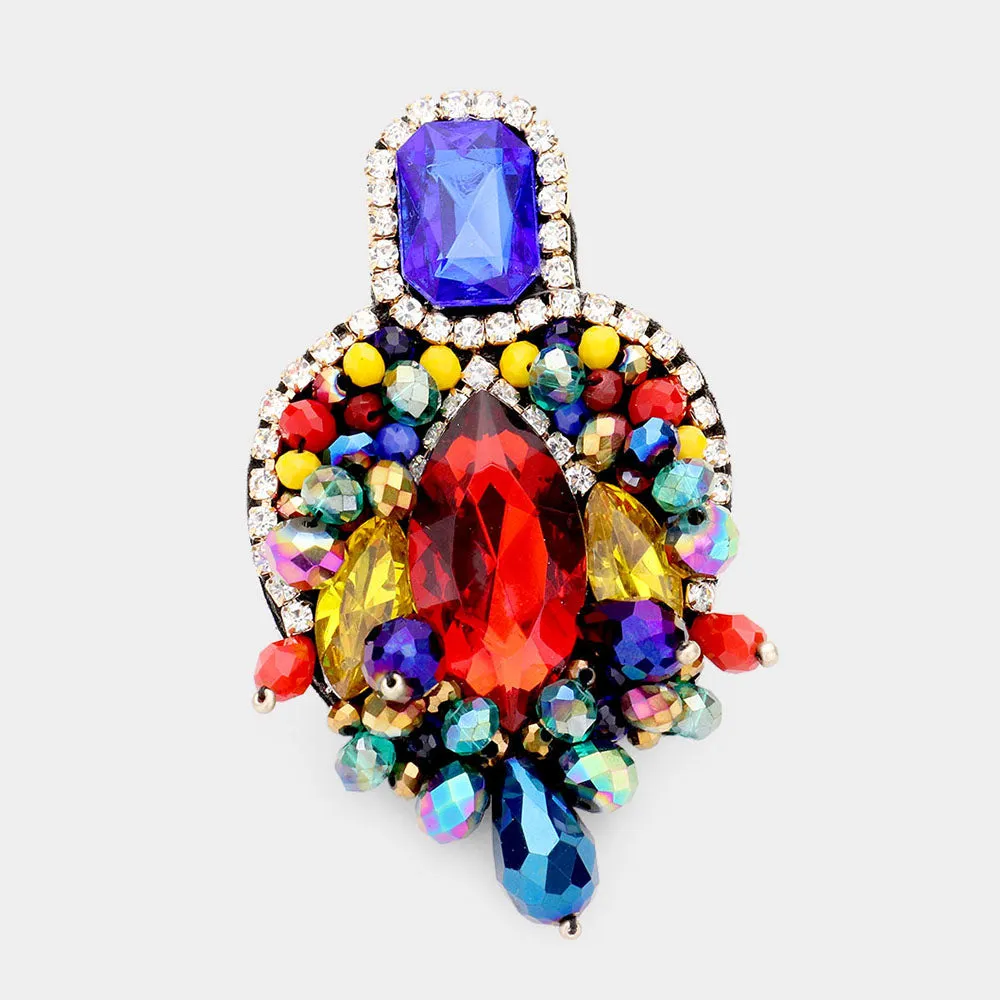 iLLASPARKZ Colorful Glass Crystal Rhinestone Floral Pin Brooch