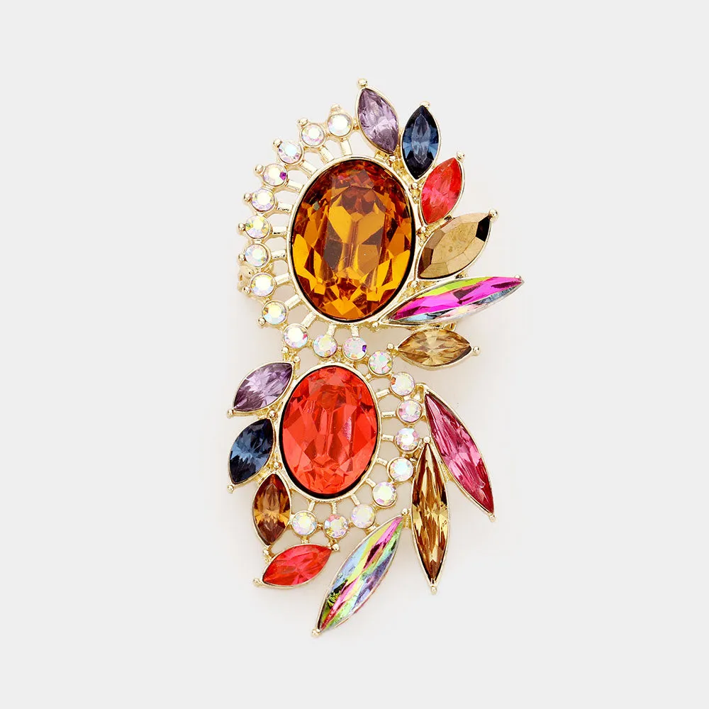 iLLASPARKZ Crystal Marquise Rhinestone Statement Pin Brooch