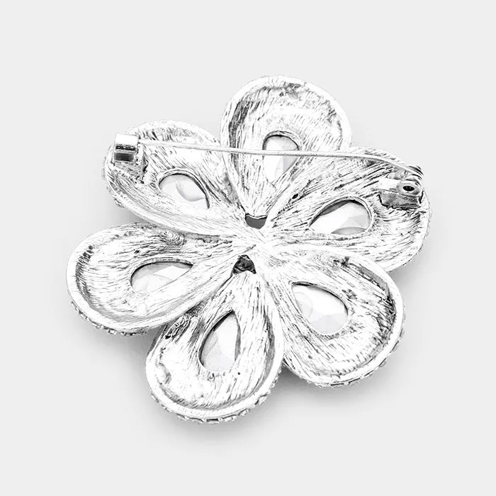 iLLASPARKZ Crystal Teardrop Cluster Flower Pin Brooch