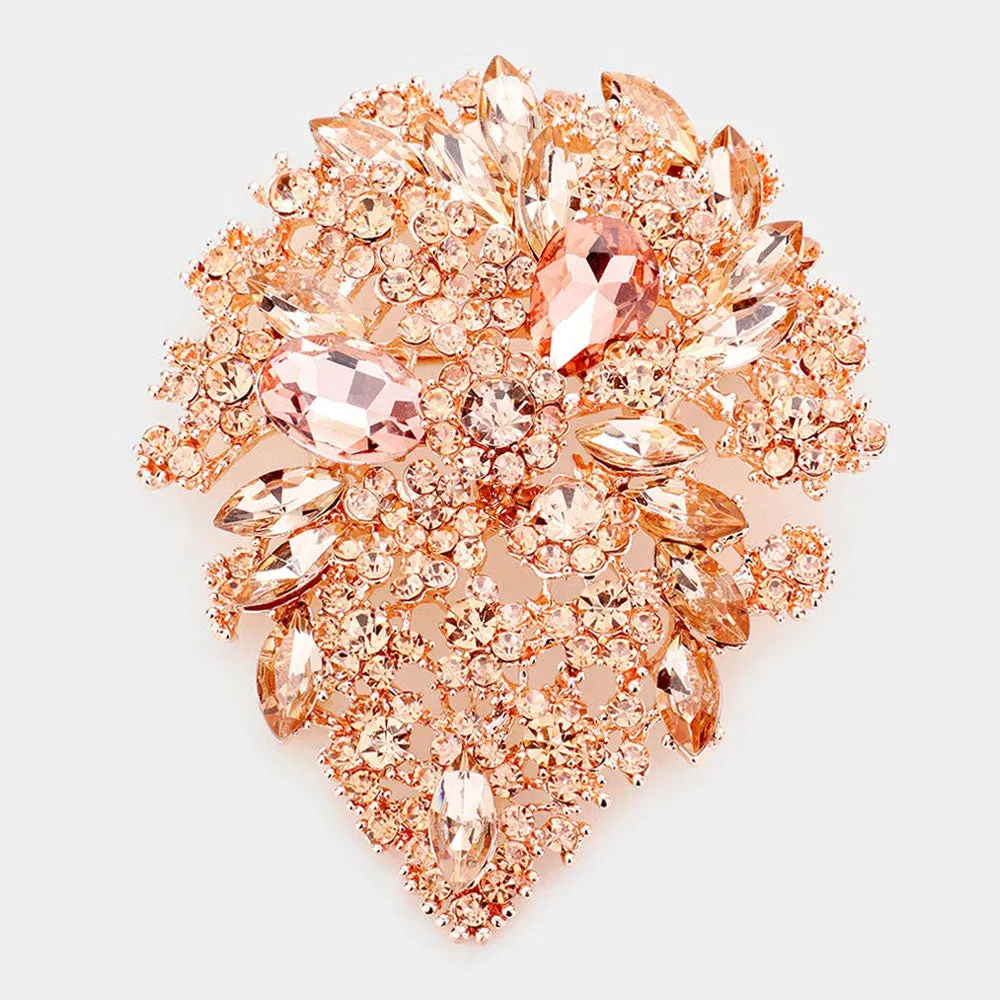 iLLASPARKZ Floral Crystal Rhinestone Pin Brooch